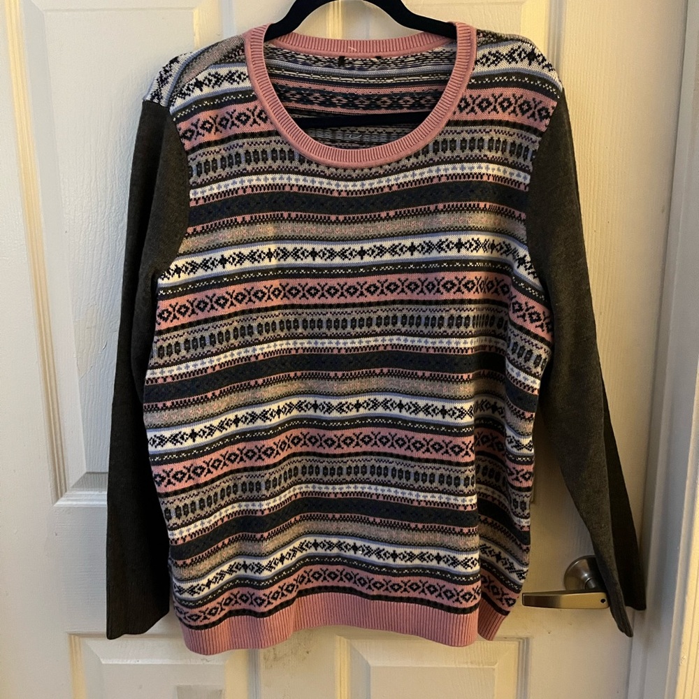 Lambs Wool and Nylon Sweater,  Colorful No Tag  Size X-Large
